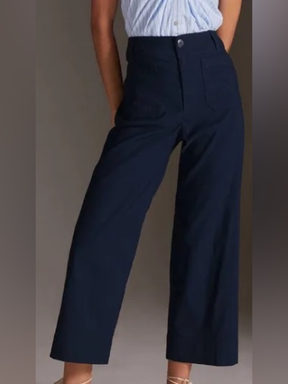 Maeve by Anthropologie The Colette Linen Blend Pants Navy Blue Size 4